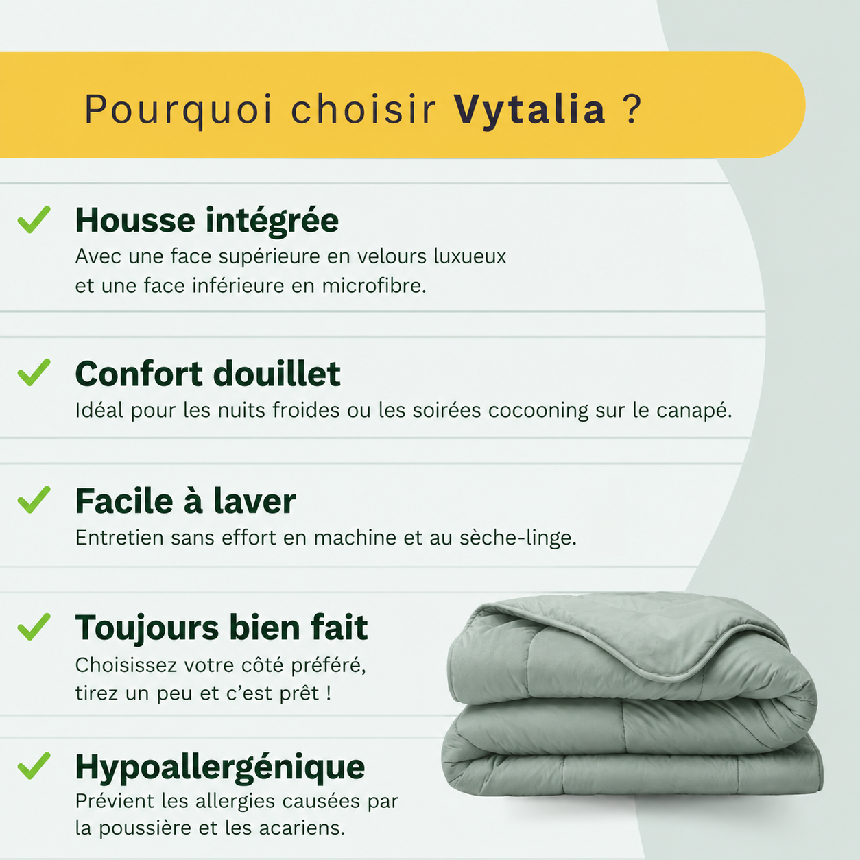 Vytalia Couette 2 en 1 Vert Menthe