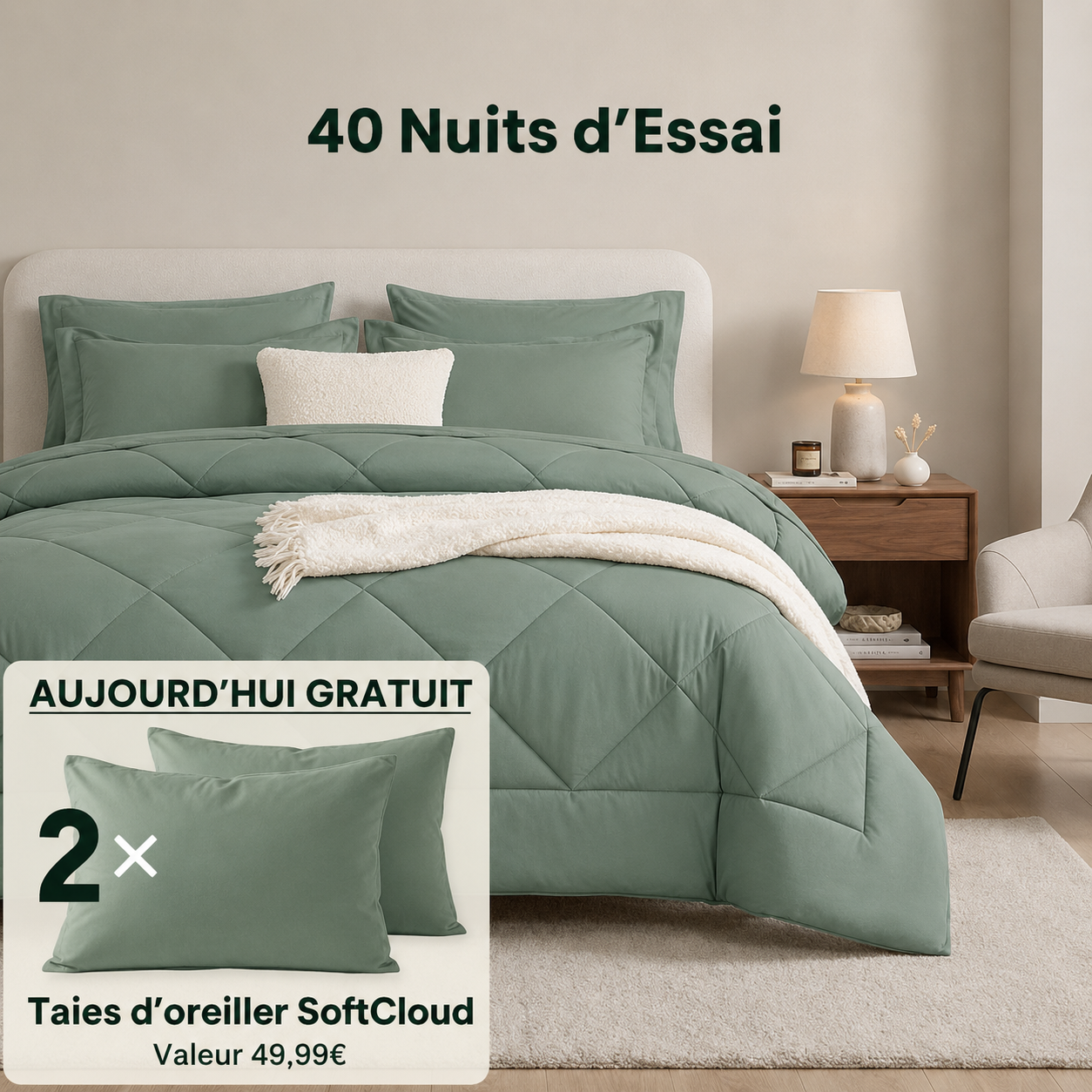 Vytalia Couette 2 en 1 Vert Menthe