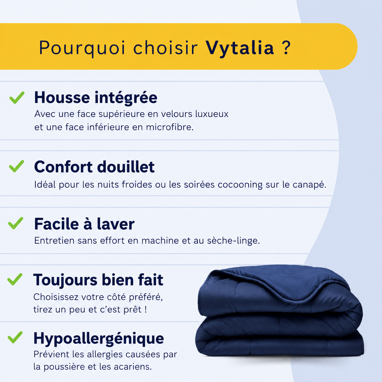 Vytalia Couette 2 en 1 Bleu Nuit