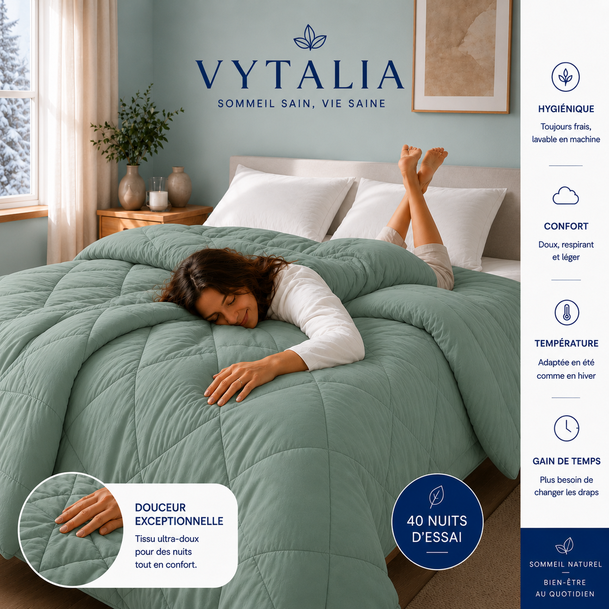 Vytalia Couette 2 en 1 Vert Menthe
