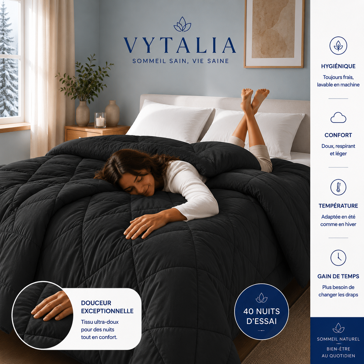 Vytalia Couette 2 en 1 Antrhacite